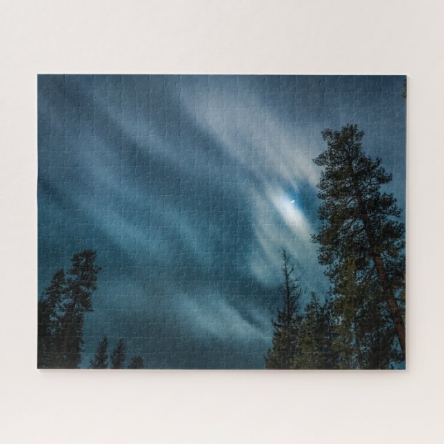 Night Sky & Forest in Moon Light Jigsaw Puzzle (Horizontal)