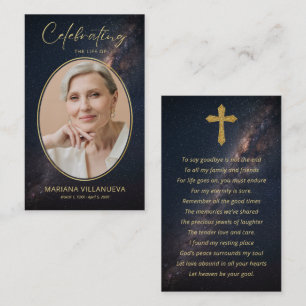 Night Sky Funeral Memorial Prayer Photo Cards