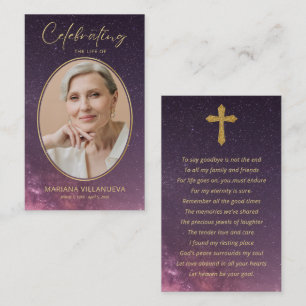 Night Sky Funeral Memorial Prayer Photo Cards
