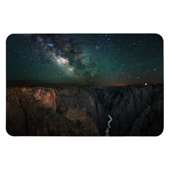 Night Sky Galaxy Landscape Photo Magnet (Horizontal)
