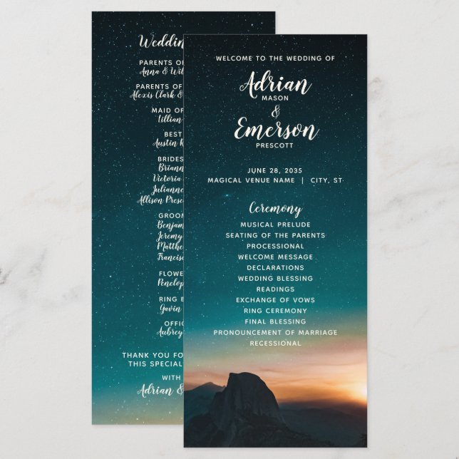 Night Sky Galaxy Starry Night Modern Wedding (Front/Back)