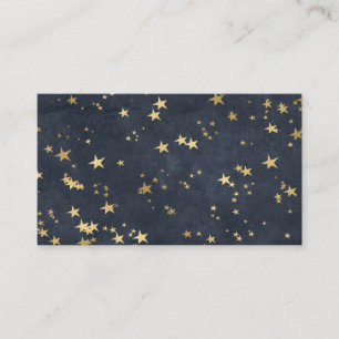 Night Sky Golden Stars Astrology Grey Blue Business Card