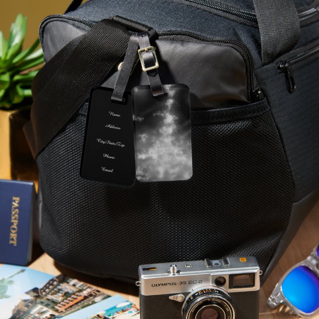 Night Sky Gray Monochrome  Luggage Tag (Front & Back)