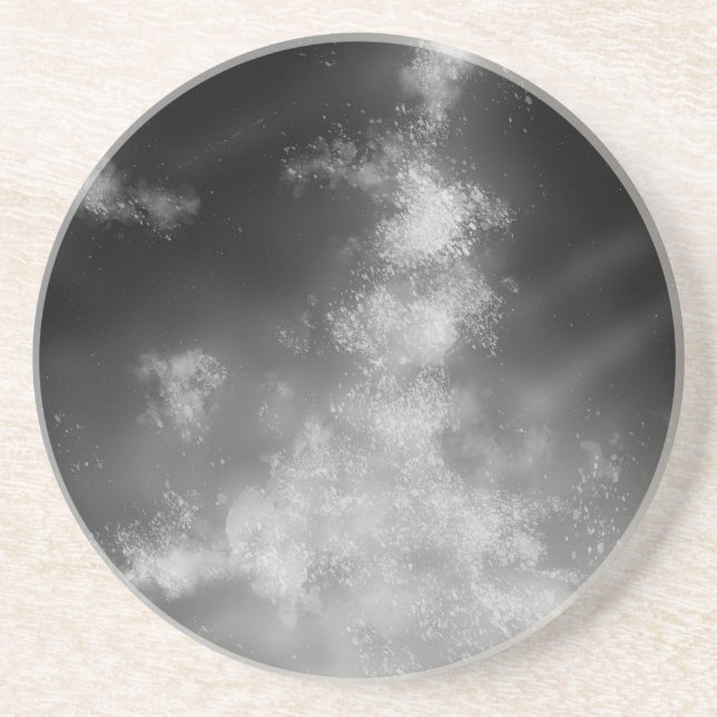 Night Sky Gray Monochrome Sandstone  Coaster (Front)
