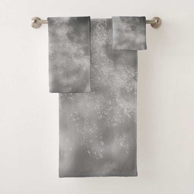 Night Sky Gray Monochrome Towel (Insitu)