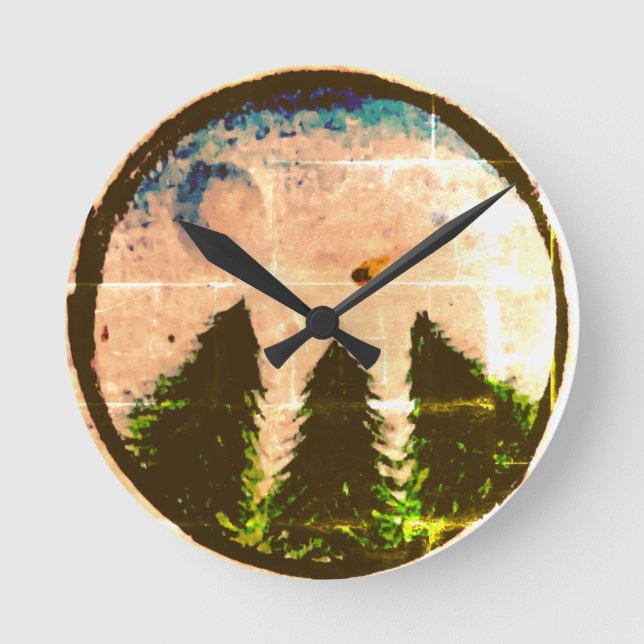 "Night Sky" Hand Drawn Round Clock (Front)