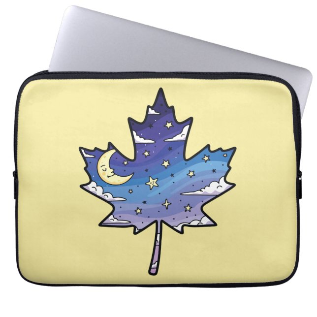 night sky in maple leaf laptop sleeve (Front)