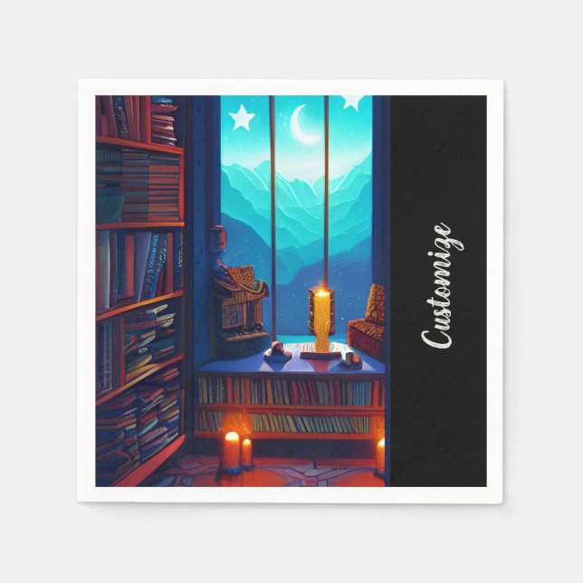 Night Sky Library  Napkin (Front)
