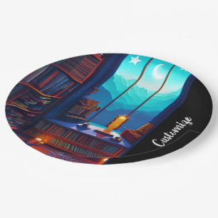 Night Sky Library Paper Plate