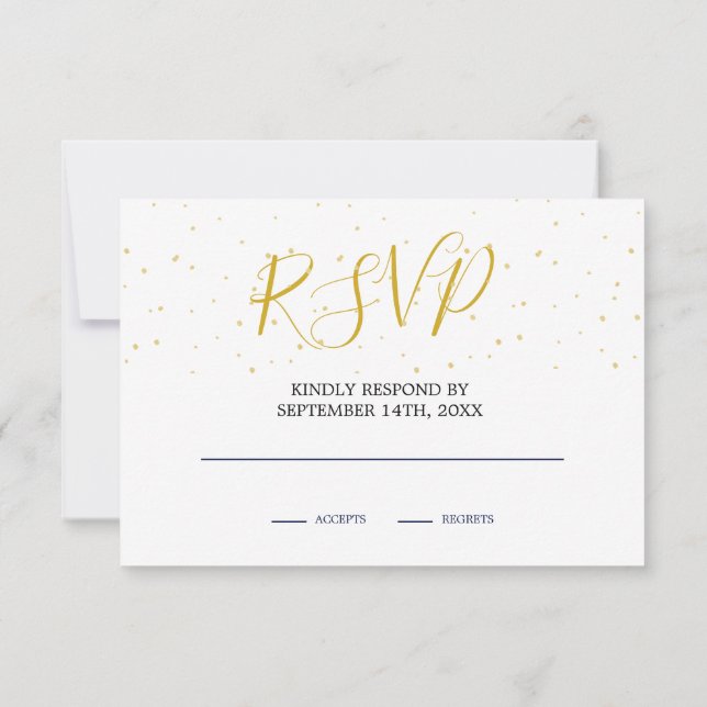 Night Sky Moon  Blue Gold Monogram RSVP (Back)