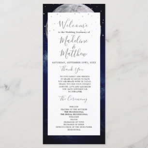 Night Sky Moon Celestial Elegant Wedding Welcome Programme