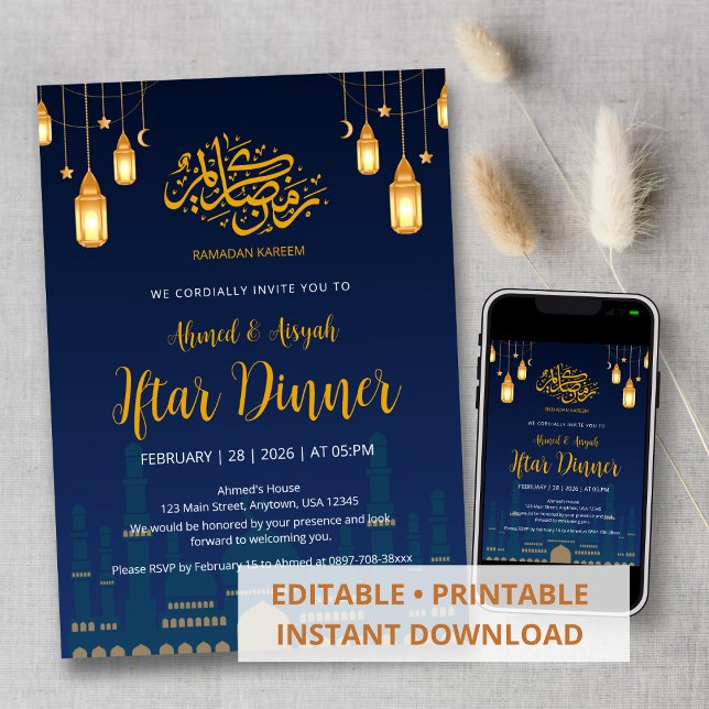 Night Sky Mosque Silhuette Iftar Dinner Invitation (Creator Uploaded)