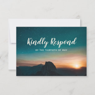 Night Sky Mountain Galaxy Sunset Stars Wedding RSVP Card