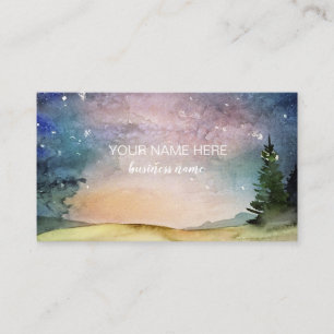 Night Sky Nature Watercolor Business Card