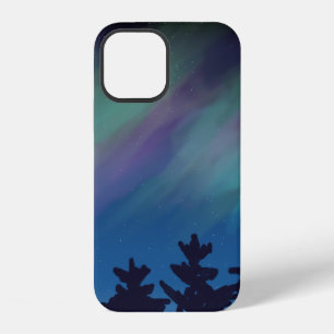 Night Sky Northern Lights Trees iPhone 12 Case