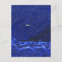 Night Sky Ocean Cliff Shooting Star Canvas