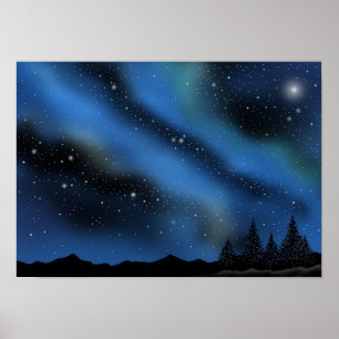 Night sky of the Aurora Nebula. Poster