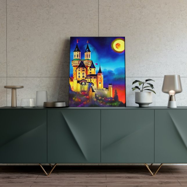 Night Sky Over Castle Painting Poster (Creator Uploaded)