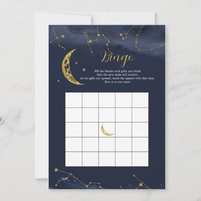 Night Sky Over the Moon Baby Shower Bingo Game Invitation (Front)