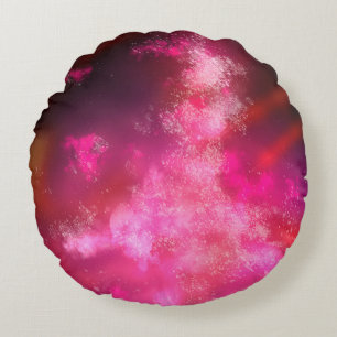 Night Sky Pink Flare Round Cushion