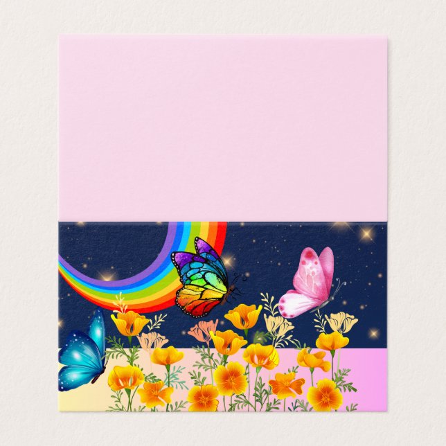 Night Sky, Rainbow, Butterflies, and Flowers (Outside Unfolded)