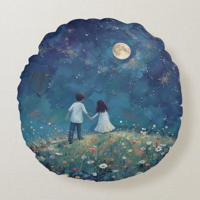 Night Sky Round Pillow (Front)