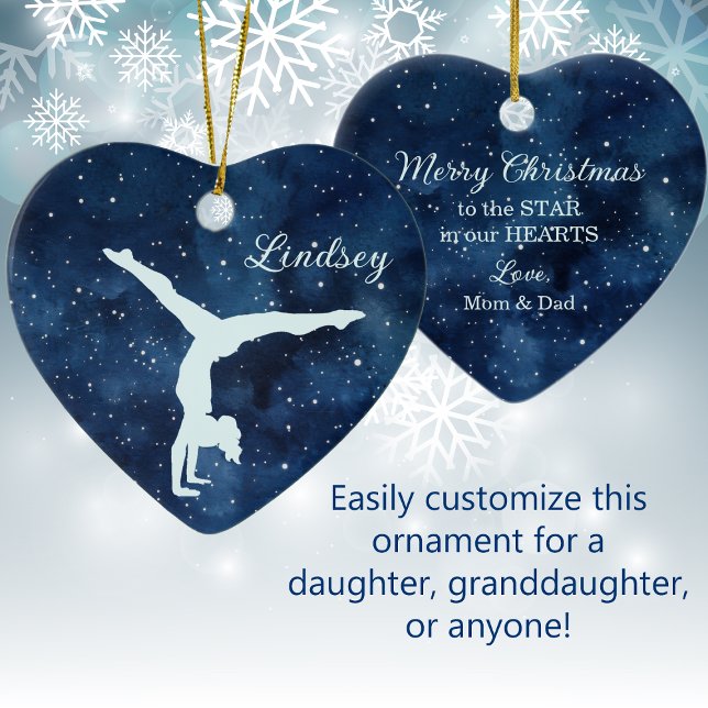 Night Sky Silver Blue Gymnast Christmas Ceramic Tree Decoration (Creator Uploaded)