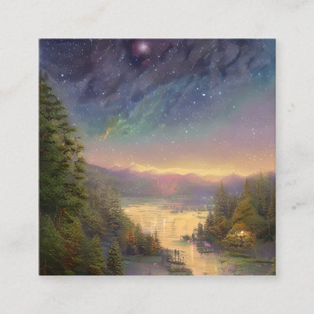 Night Sky Square Business Card (Front)