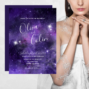Night Sky Starlight Purple Wedding Invitation