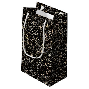 Night Sky Stars Black and Gold Small Gift Bag