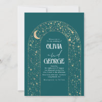 Night Sky Stars Celestial Romantic Teal Wedding