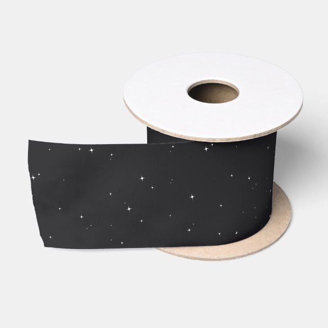 Night sky twinkle star pattern simple navy holiday satin ribbon (Spool)