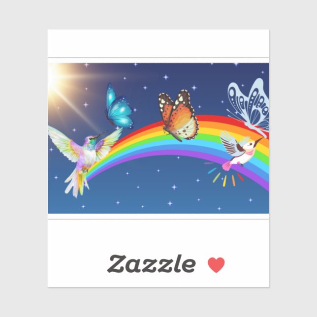 Night Sky, Two Birds, Butterflies, and a Rainbow (Sheet)