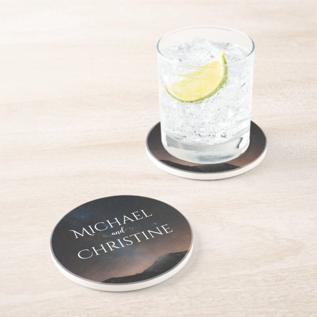 Night sky wedding under the stars coaster (Side)
