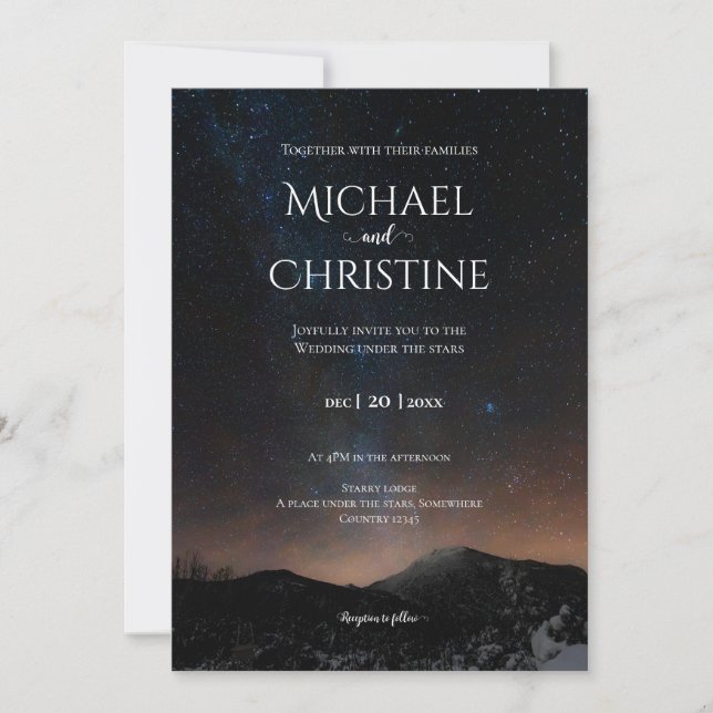 Night sky wedding under the stars invitation (Front)
