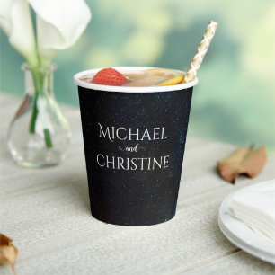 Night sky wedding under the stars paper cups
