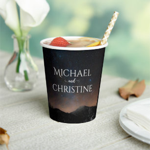 Night sky wedding under the stars paper cups