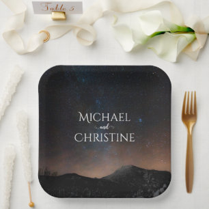 Night sky wedding under the stars paper plate