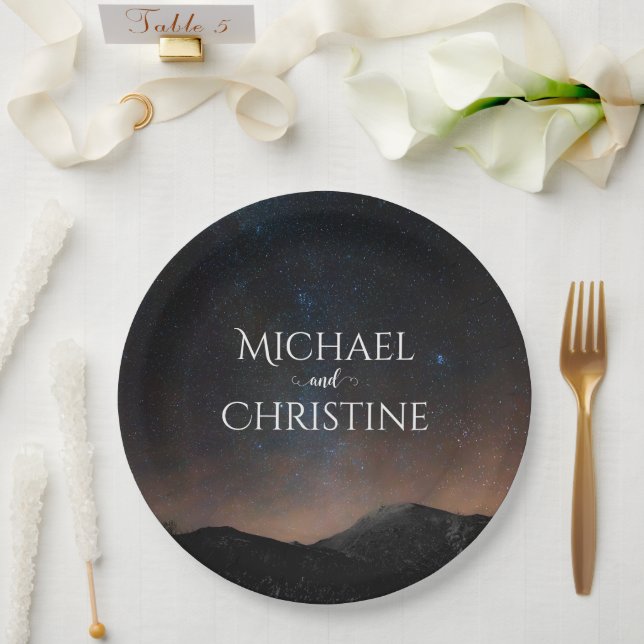 Night sky wedding under the stars paper plate (Wedding)