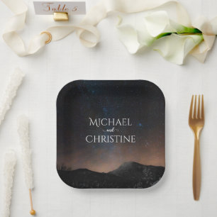 Night sky wedding under the stars paper plate