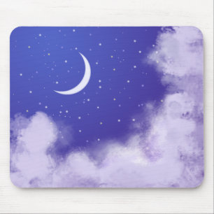 Night Sky With Crescent Moon Dreamy Mouse Pad