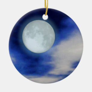 Night Sky with Moon and Clouds Ceramic Tree Decoration