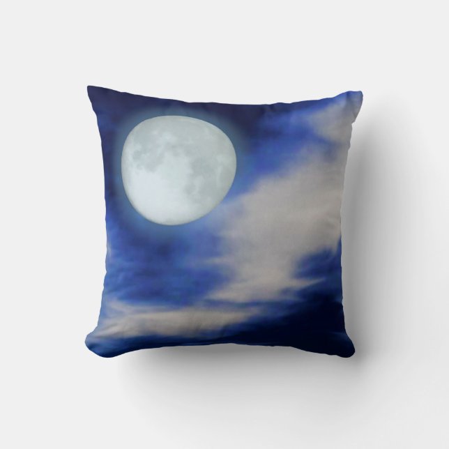 Night Sky with Moon and Clouds Cushion (Front)