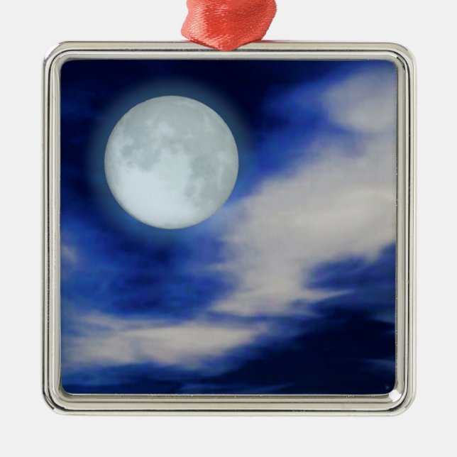 Night Sky with Moon and Clouds Metal Tree Decoration (Front)