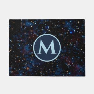 Night sky with stars and planets personalised doormat