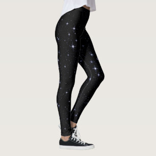 Night Sky with Stars, Midnight Black Leggings