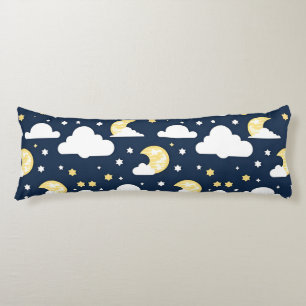 Night Sky with Stars, Moon and Clouds Body Cushion