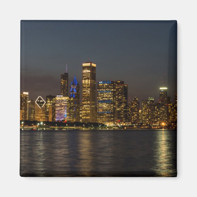 Night Skyline Chicago Pano Magnet (Front)