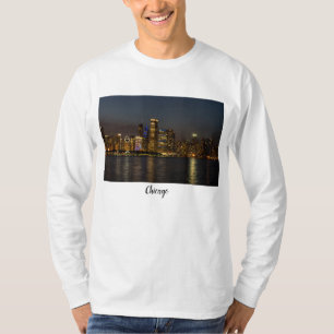 Night Skyline Chicago Pano T-Shirt