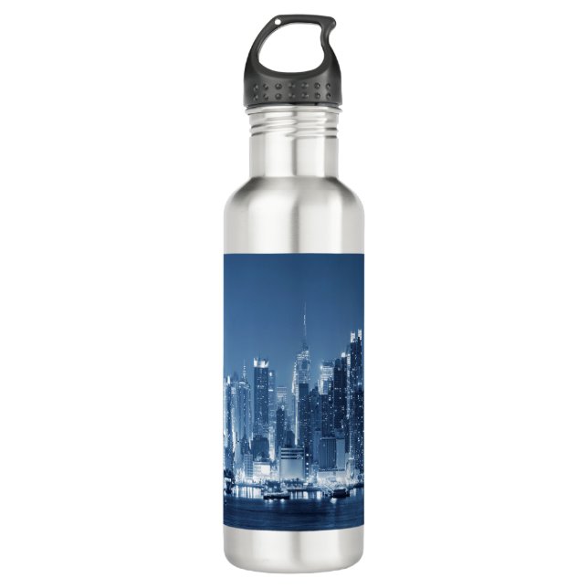 Night Skyline new-York City Manhattan 710 Ml Water Bottle (Front)
